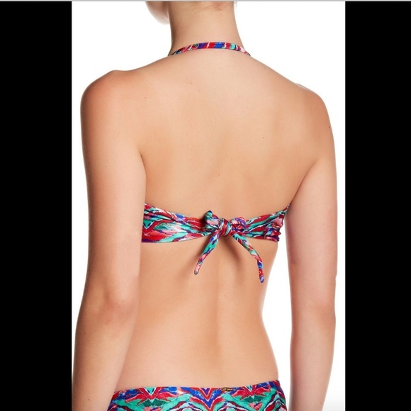 NWT! Luli Fama Strappy V Cut Out Print Bandeau Top - Picture 2 of 7